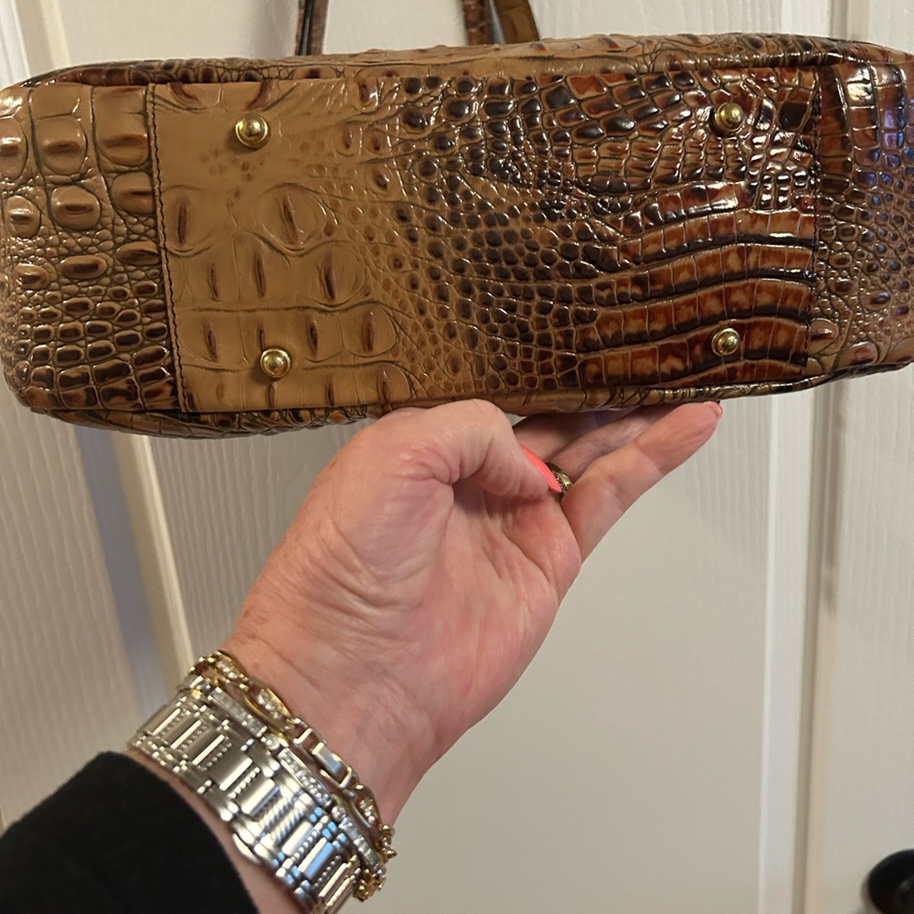 Brahmin Brown Crocodile Embossed Leather Tote - Picture 4 of 7